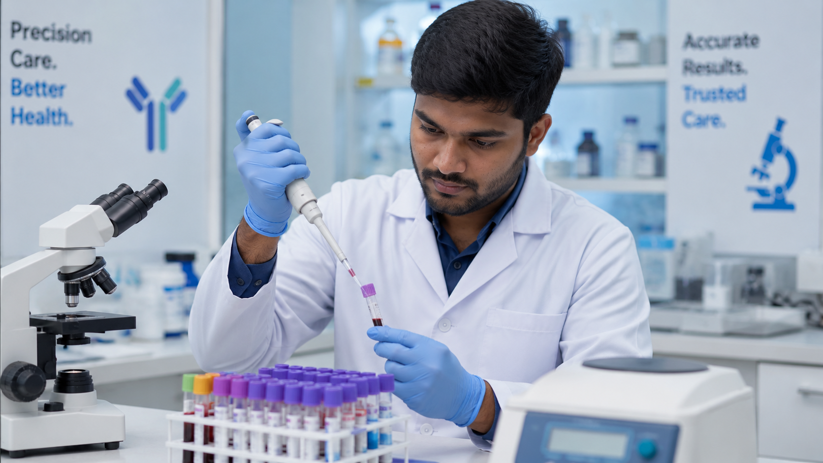 Laboratory technician processing an ANA autoantibody blood panel for autoimmune testing